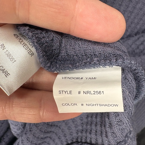 Marsh River Nightshadow Blue Waffle Knit Cowl Neck Pullover Top Size L - Picture 4 of 7